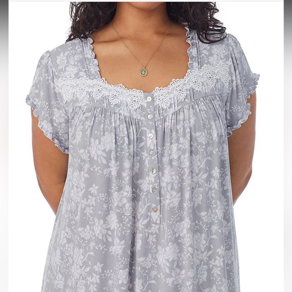 Eileen West Nightgown Modal Short sleeves round neck Lace Decorated